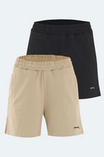 Slazenger - Slazenger RAMLAH 2 li Set Kadın Cepli Siyah - Bej Şort