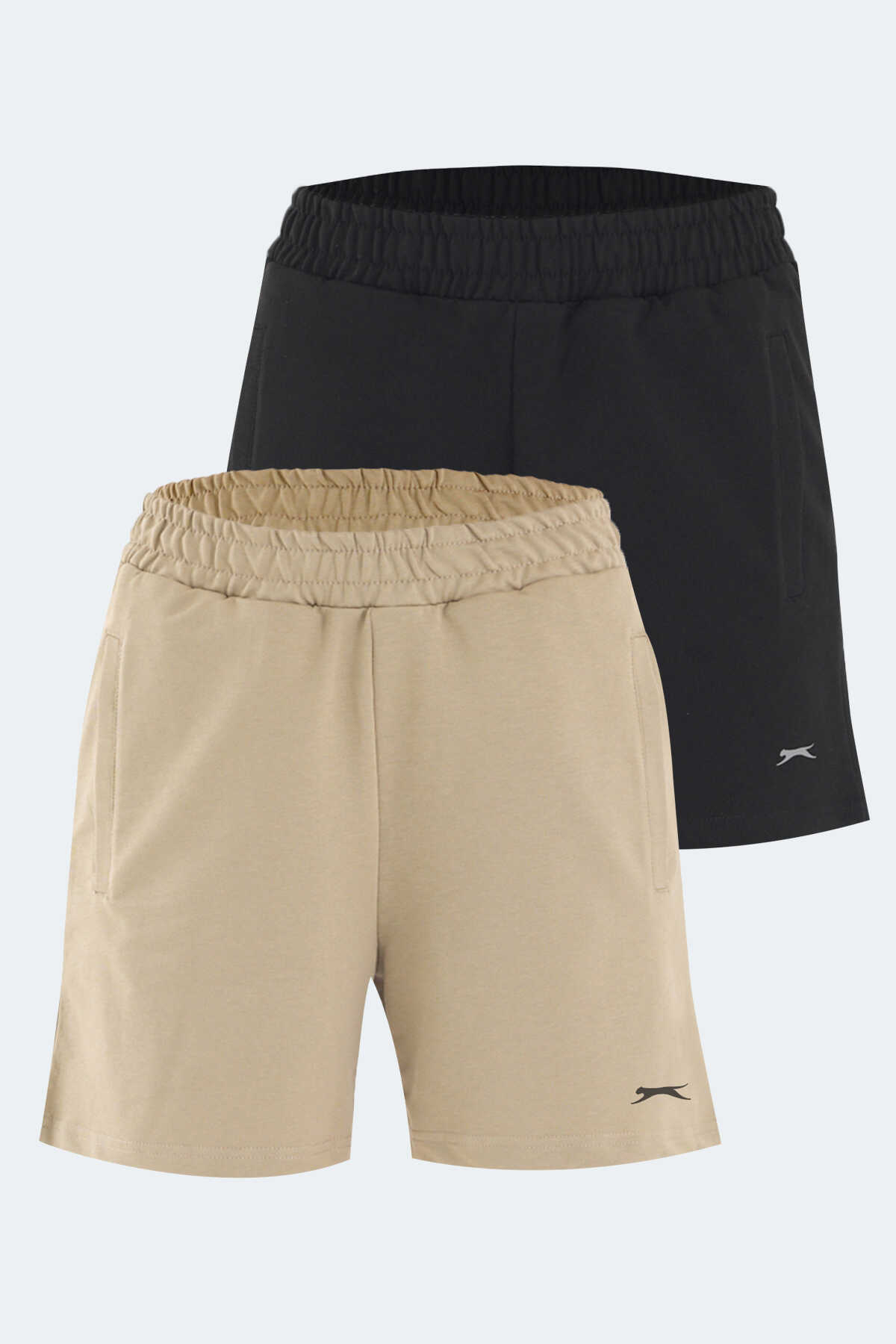 Slazenger - Slazenger RAMLAH 2 li Set Kadın Cepli Siyah - Bej Şort