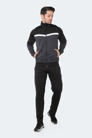 Slazenger RAMOS Erkek Fermuarlı Dik Yaka Cepli Siyah Eşofman Takımı 