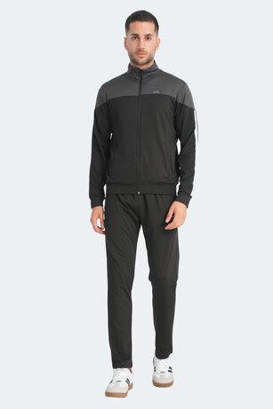 Slazenger RAPIDLY IN Erkek Fermuarlı Dik Yaka Cepli Siyah Eşofman Takımı 