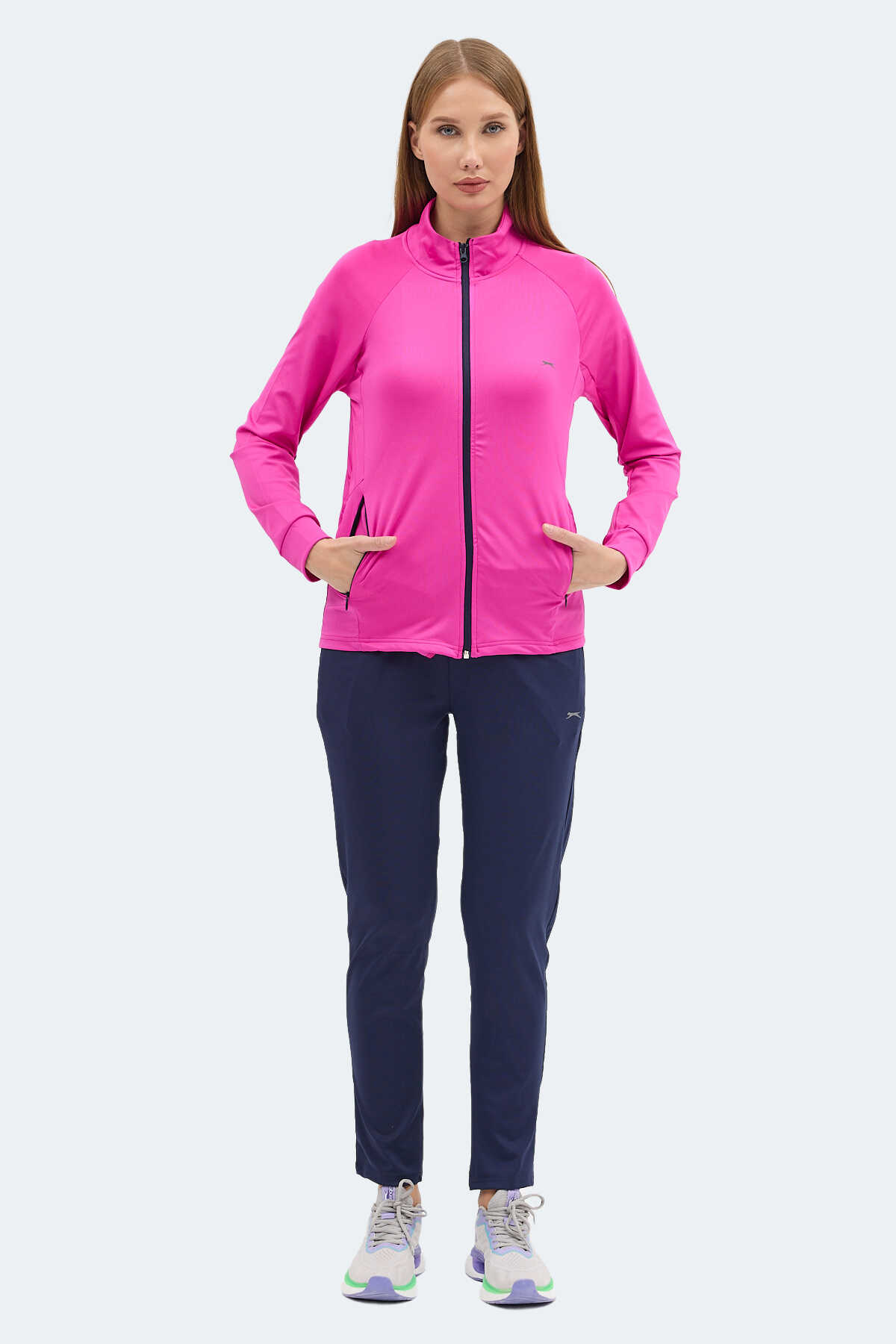 Slazenger - Slazenger RAQUEL IN Kadın Fermuarlı Dik Yaka Cepli Lila Eşofman Takımı
