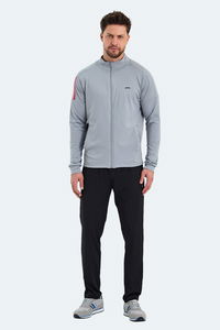Slazenger - Slazenger RARELY Erkek Fermuarlı Dik Yaka Cepli Gri Eşofman Takımı Slazenger - Slazenger RARELY Erkek Fermuarlı Dik Yaka Cepli Gri Eşofman Takımı