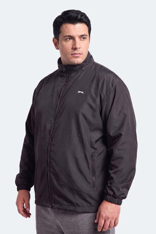 Slazenger RAREN JMB Erkek Büyük Beden Çıkarılabilir Kapüşonlu Siyah Yağmurluk 