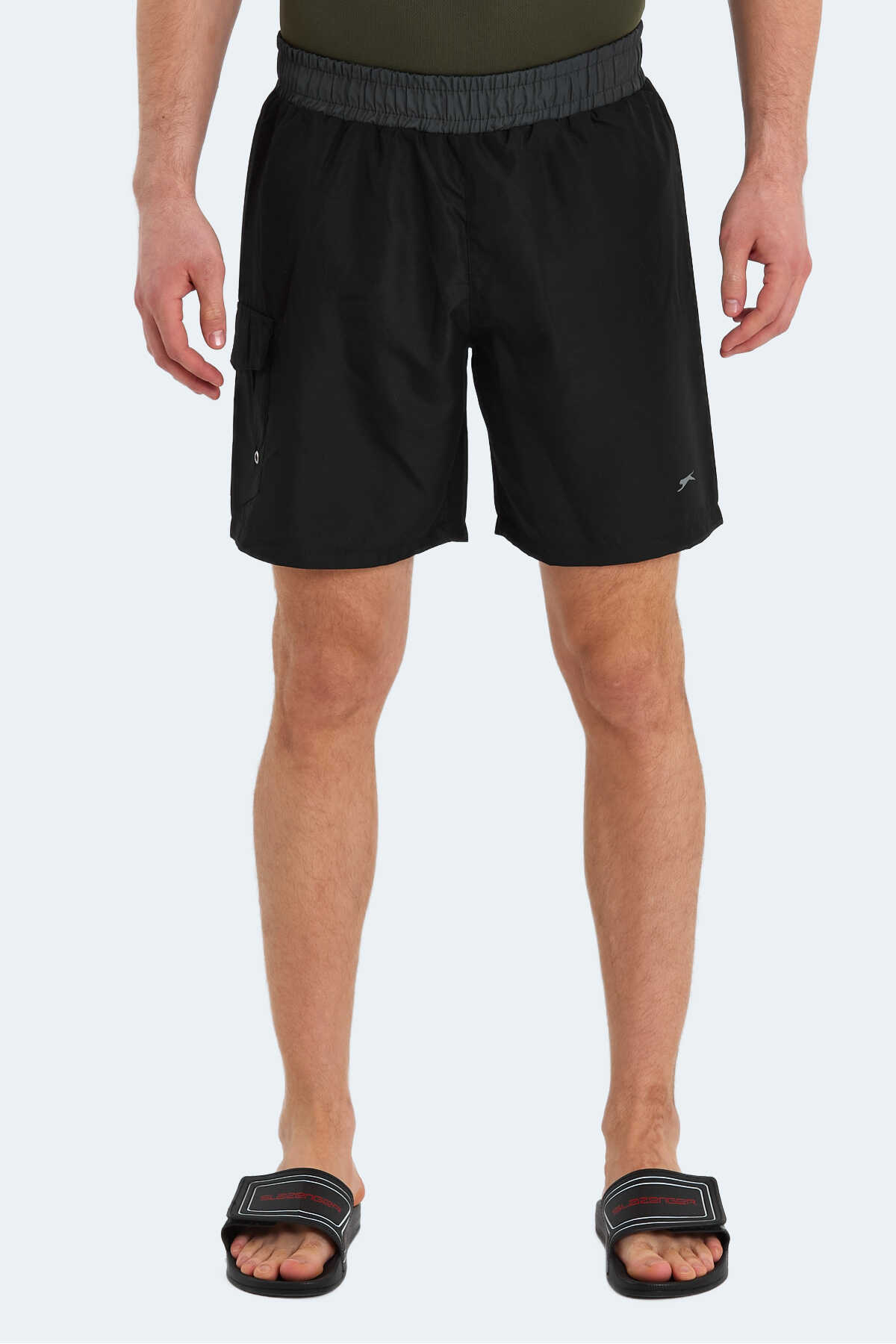 Slazenger - Slazenger RASMUS IN Erkek Cepli Deniz Şortu Siyah / Koyu Gri Mayo