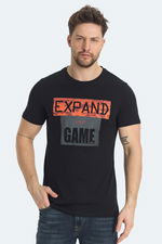 Slazenger - Slazenger RAVA Erkek Baskılı Siyah Tişört