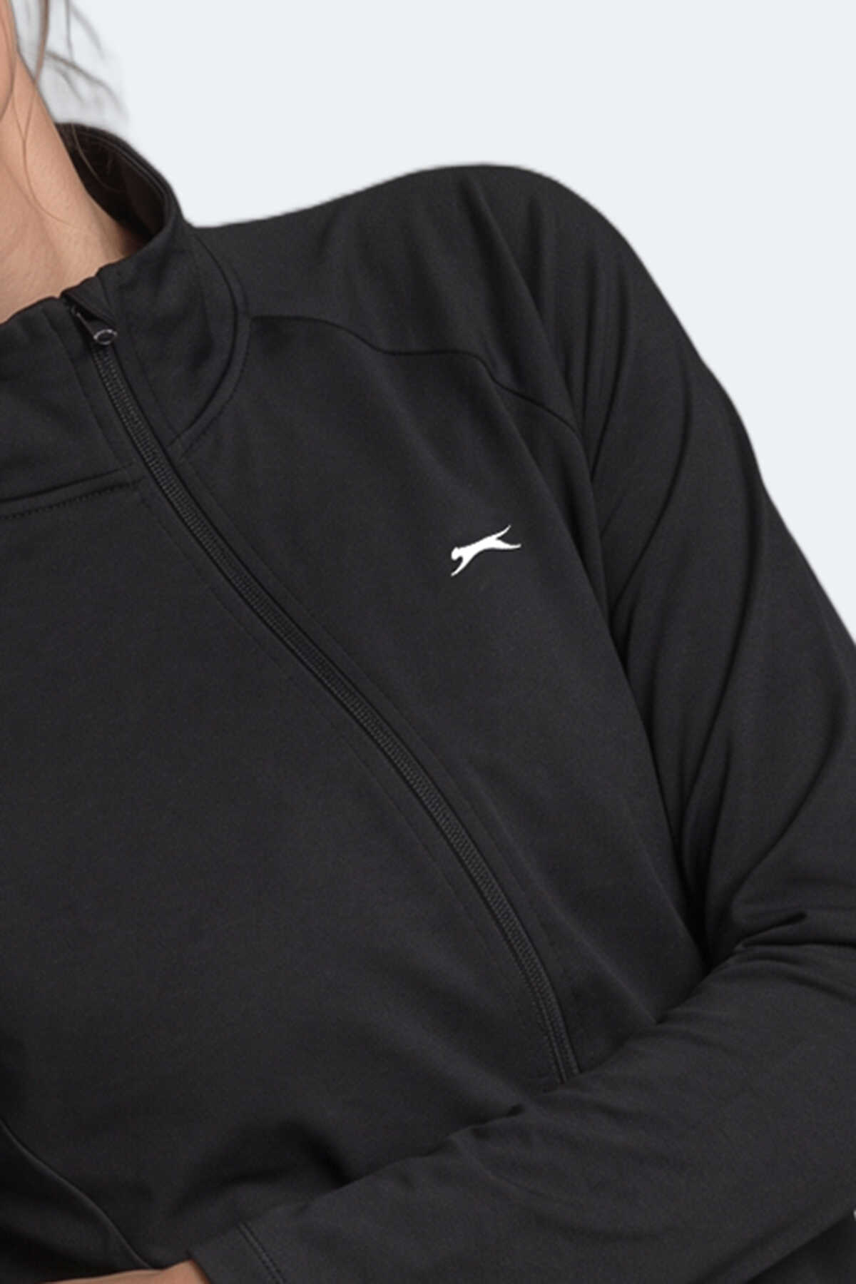Slazenger RAZOR Kadın Dik Yaka Fermuarlı Siyah Sweatshırt - 2