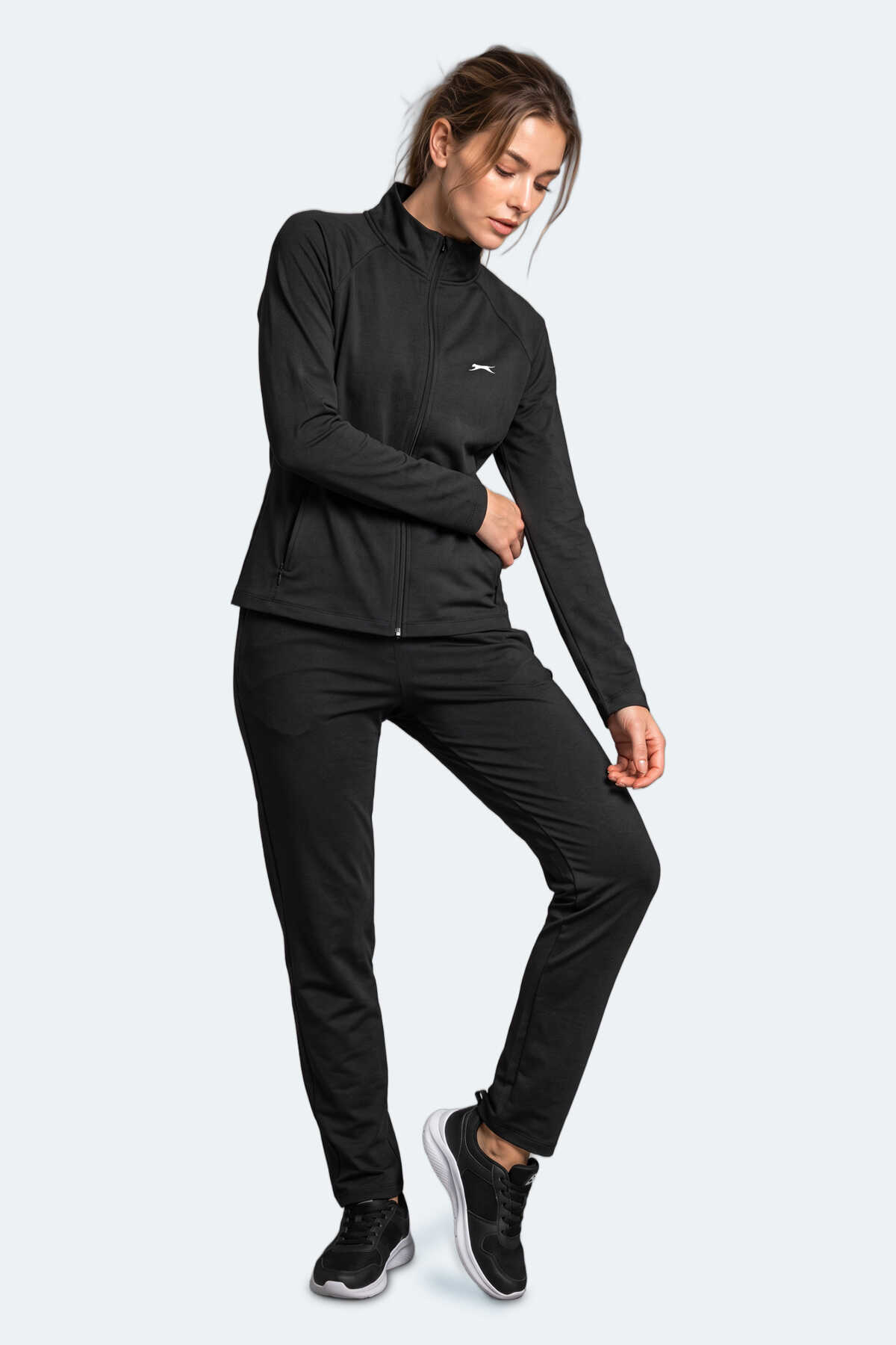 Slazenger RAZOR Kadın Dik Yaka Fermuarlı Siyah Sweatshırt - 7