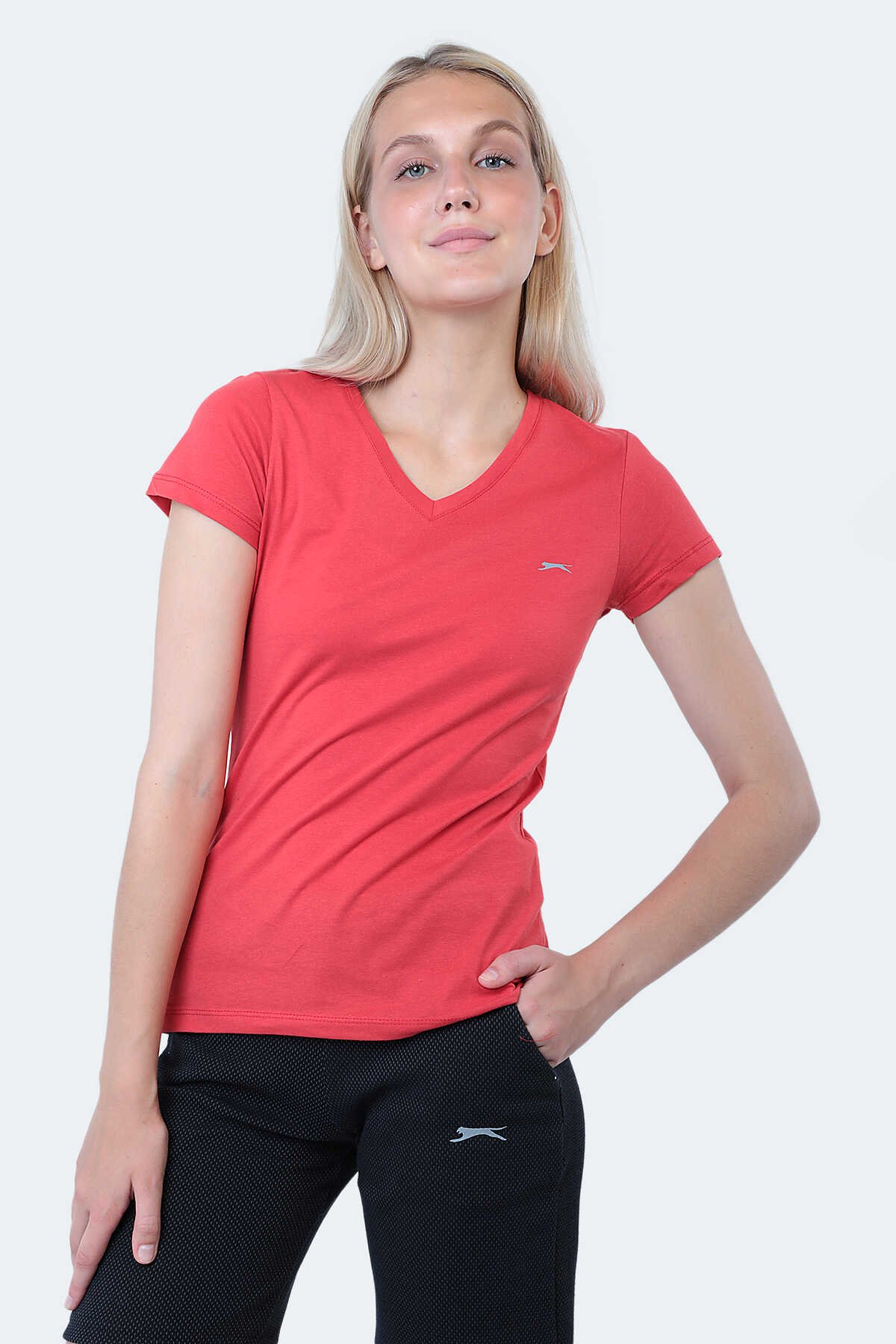 Slazenger - Slazenger REBELL I Kadın Kısa Kol T-Shirt Kırmızı