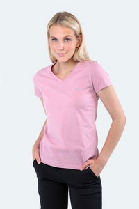 Slazenger - Slazenger REBELL I Kadın Slim Fıt V Yaka Pembe Tişört Slazenger - Slazenger REBELL I Kadın Slim Fıt V Yaka Pembe Tişört