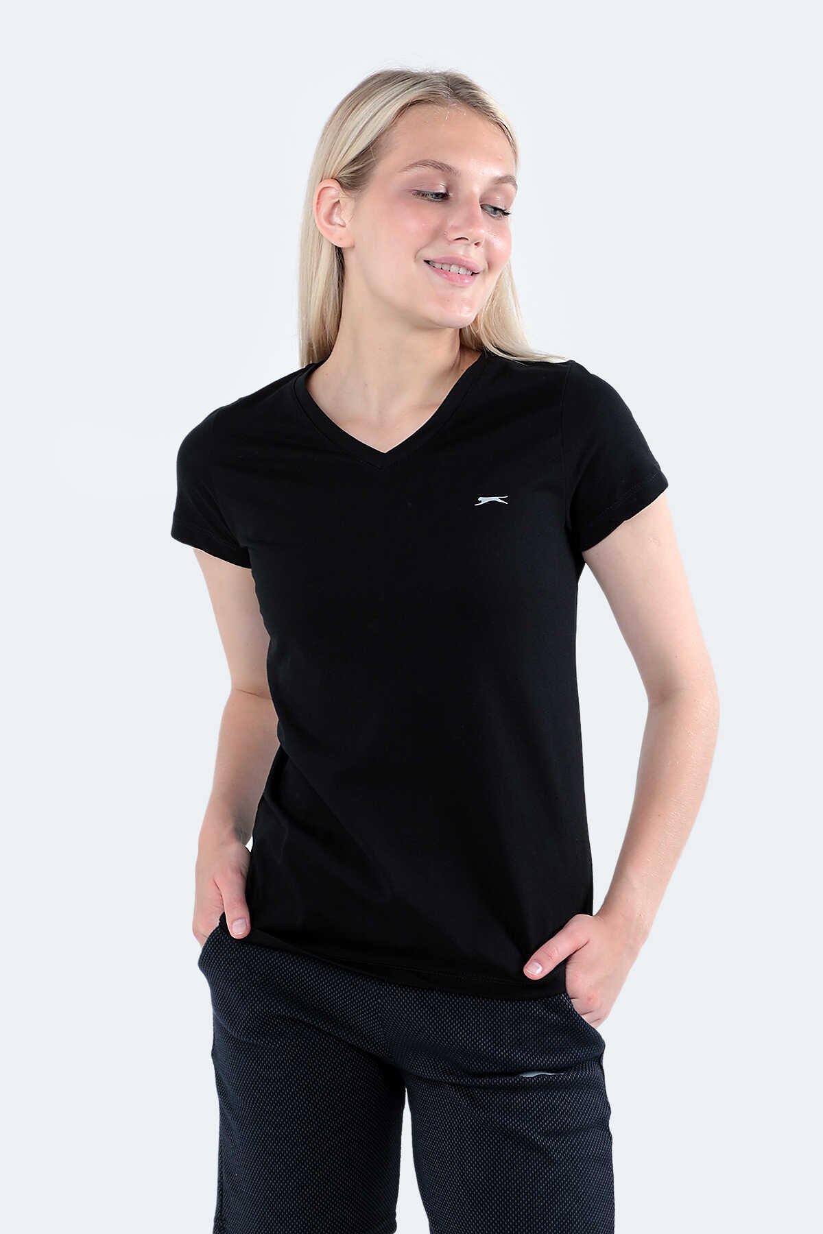 Slazenger - Slazenger REBELL I Kadın Kısa Kol T-Shirt Siyah