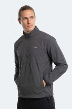 Slazenger - Slazenger RECKON Erkek Dik Yaka Fermuarlı Koyu Gri Yağmurluk