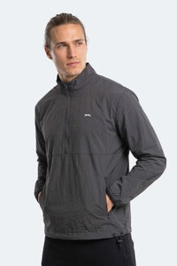 Slazenger - Slazenger RECKON Erkek Dik Yaka Fermuarlı Koyu Gri Yağmurluk