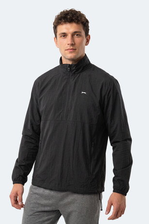 Slazenger RECKON Erkek Dik Yaka Fermuarlı Siyah Rüzgarlık