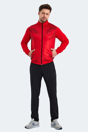 Slazenger RECOGNIZE Erkek Fermuarlı Dik Yaka Cepli Kırmızı Eşofman Takımı