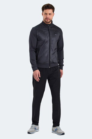 Slazenger RECOGNIZE Erkek Fermuarlı Dik Yaka Cepli Koyu Gri Eşofman Takımı