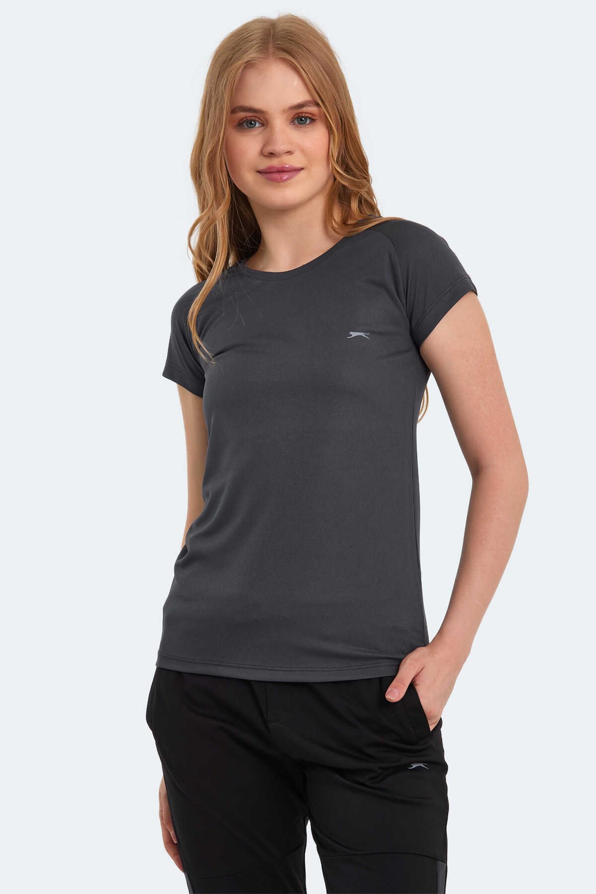 Slazenger - RELAX Kadın Kısa Kol T-Shirt Koyu Gri