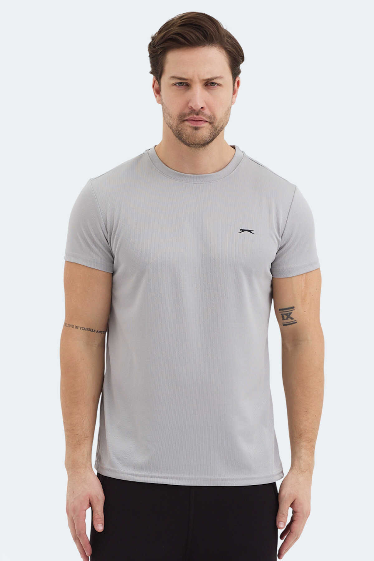 Slazenger - Slazenger REPUBLIC Erkek Tişört Açık Gri