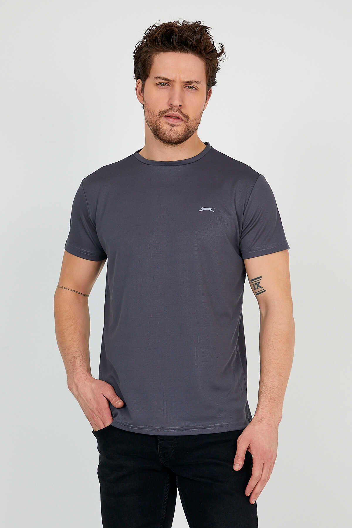 Slazenger - REPUBLIC Erkek Kısa Kol T-Shirt Koyu Gri