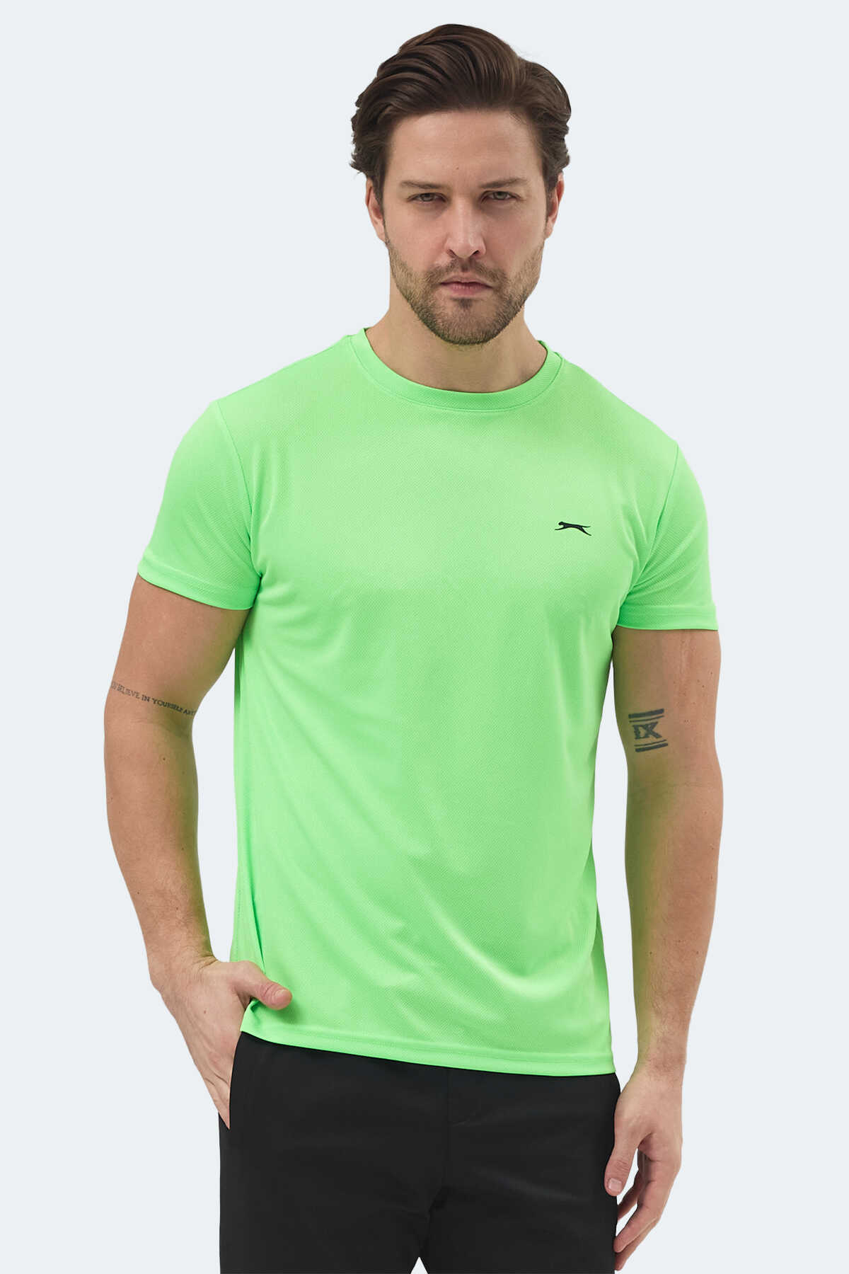 Slazenger - Slazenger REPUBLIC Erkek Neon Yeşil Tişört