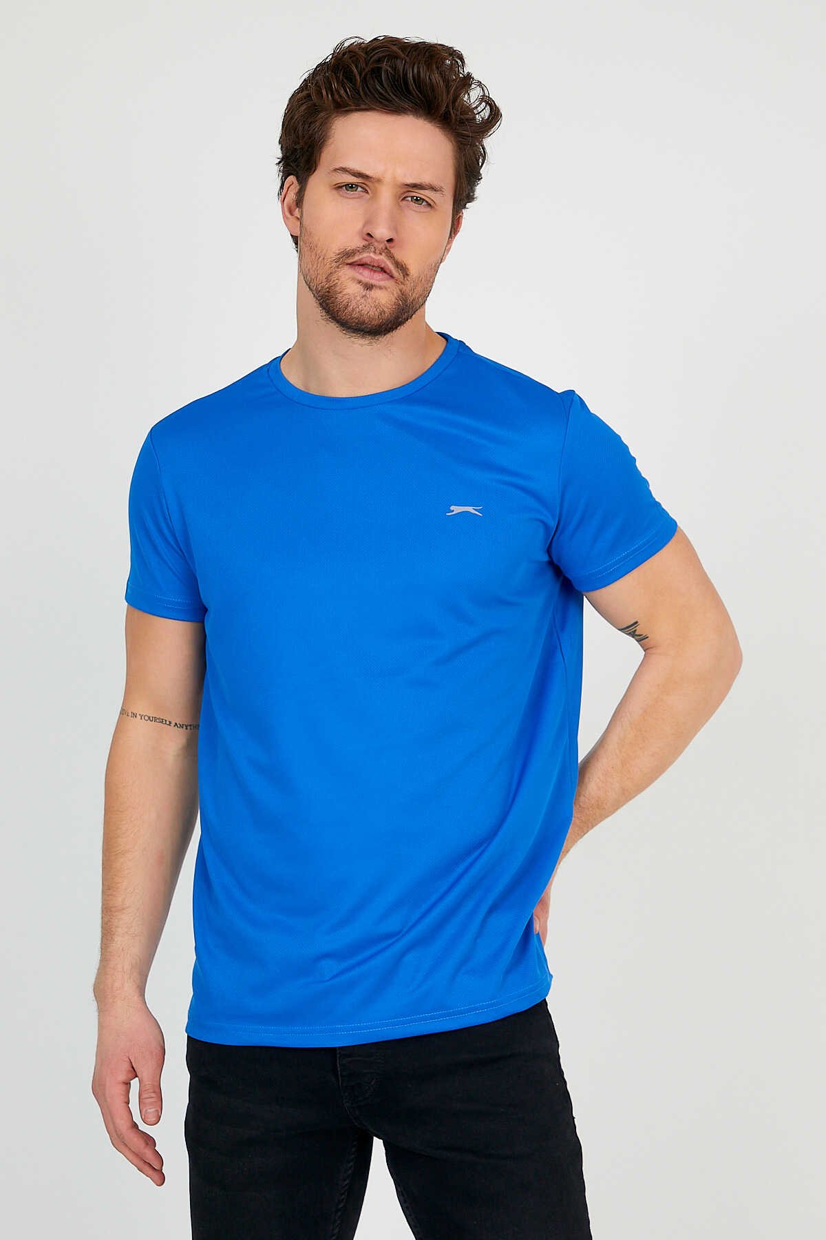 Slazenger - REPUBLIC Erkek Kısa Kol T-Shirt Saks Mavi