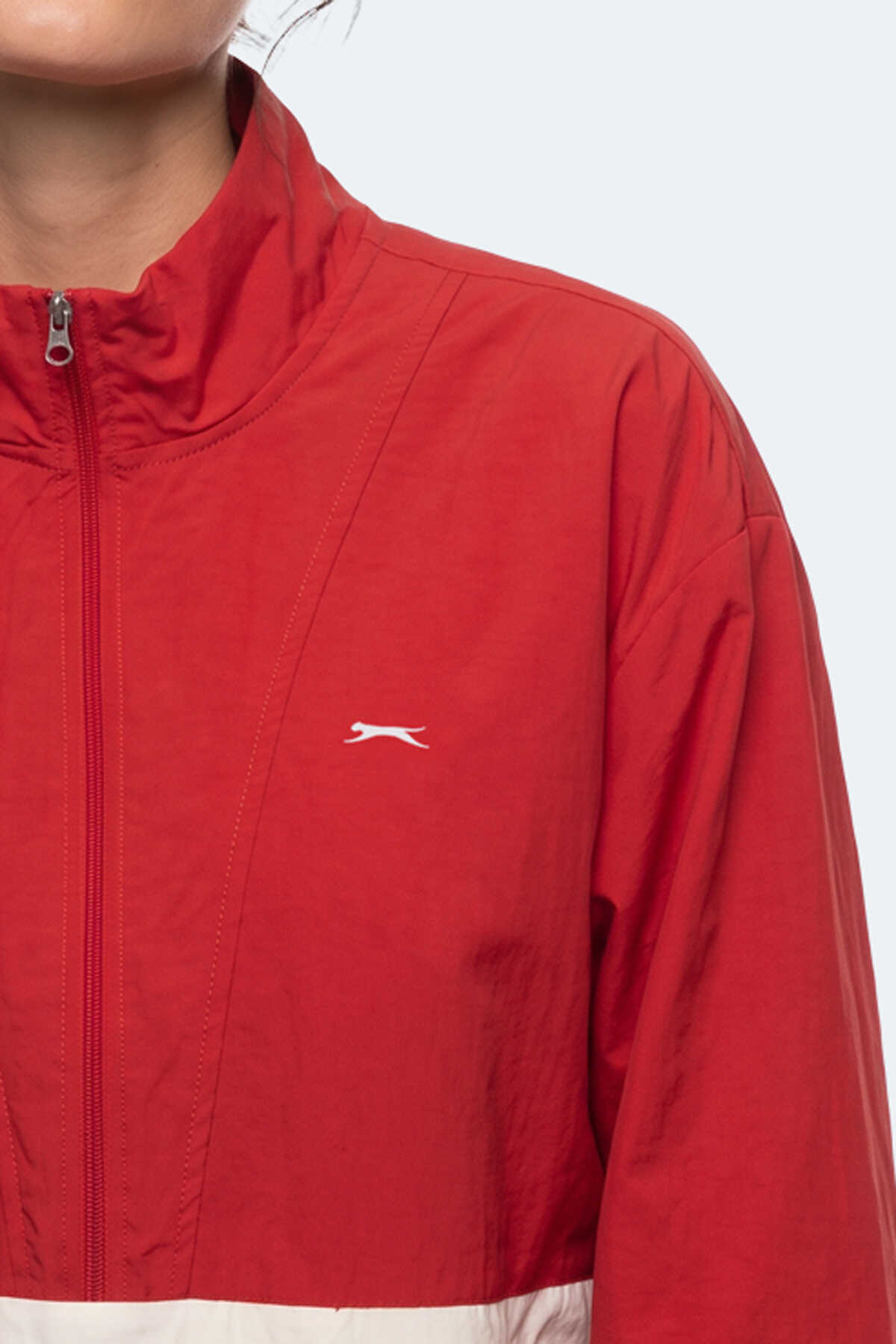 Slazenger RESTORED Kadın Dik Yaka Fermuarlı Oversıze Kırmızı Rüzgarlık - 2
