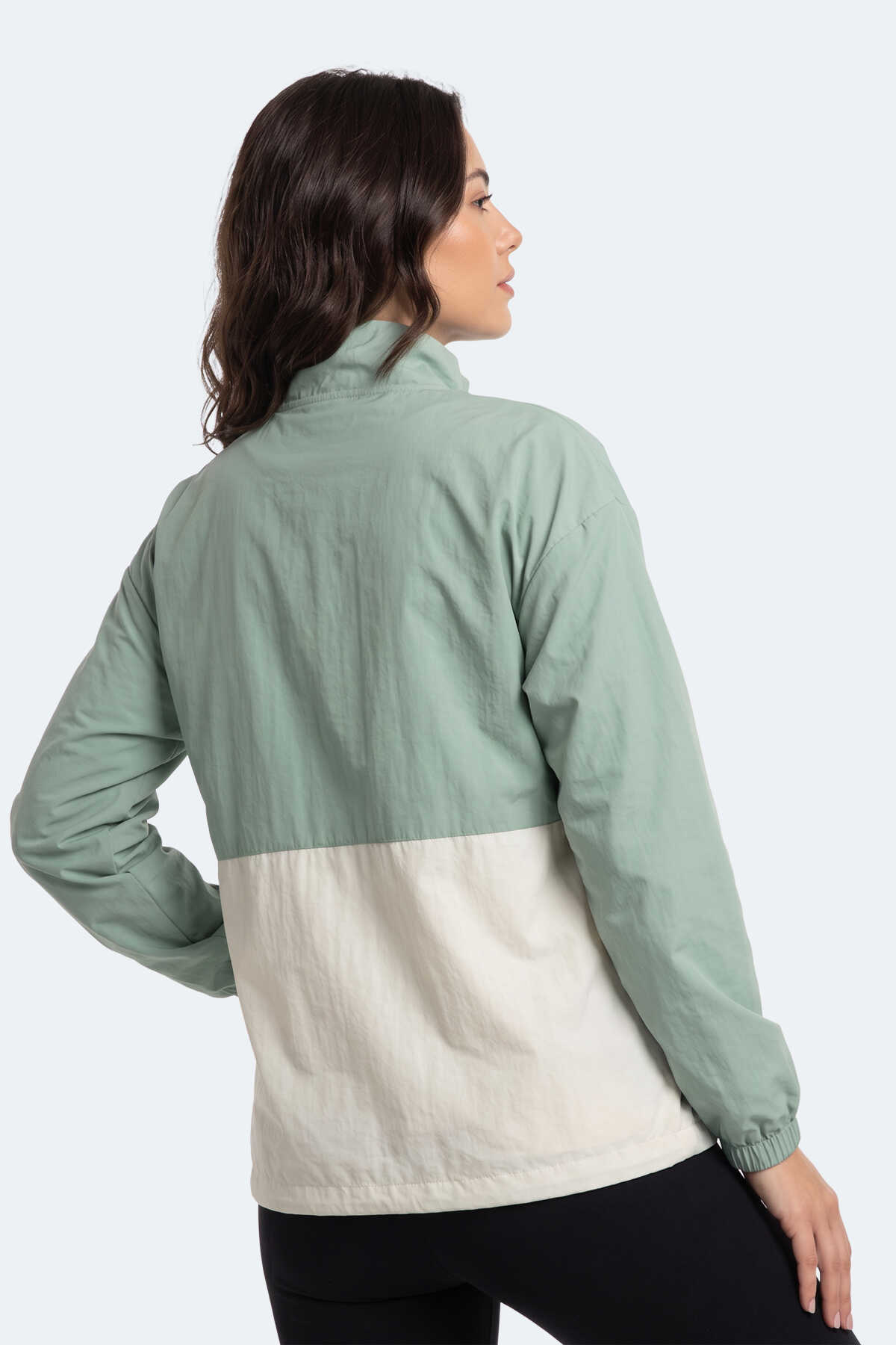 Slazenger RESTORED Kadın Dik Yaka Fermuarlı Oversıze Su Yeşili Rüzgarlık - 6