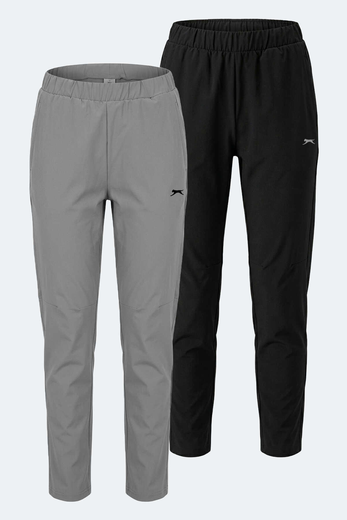 Slazenger - Slazenger RETAIN 2 Lİ SET Kadın Siyah - Gri Eşofman Altı