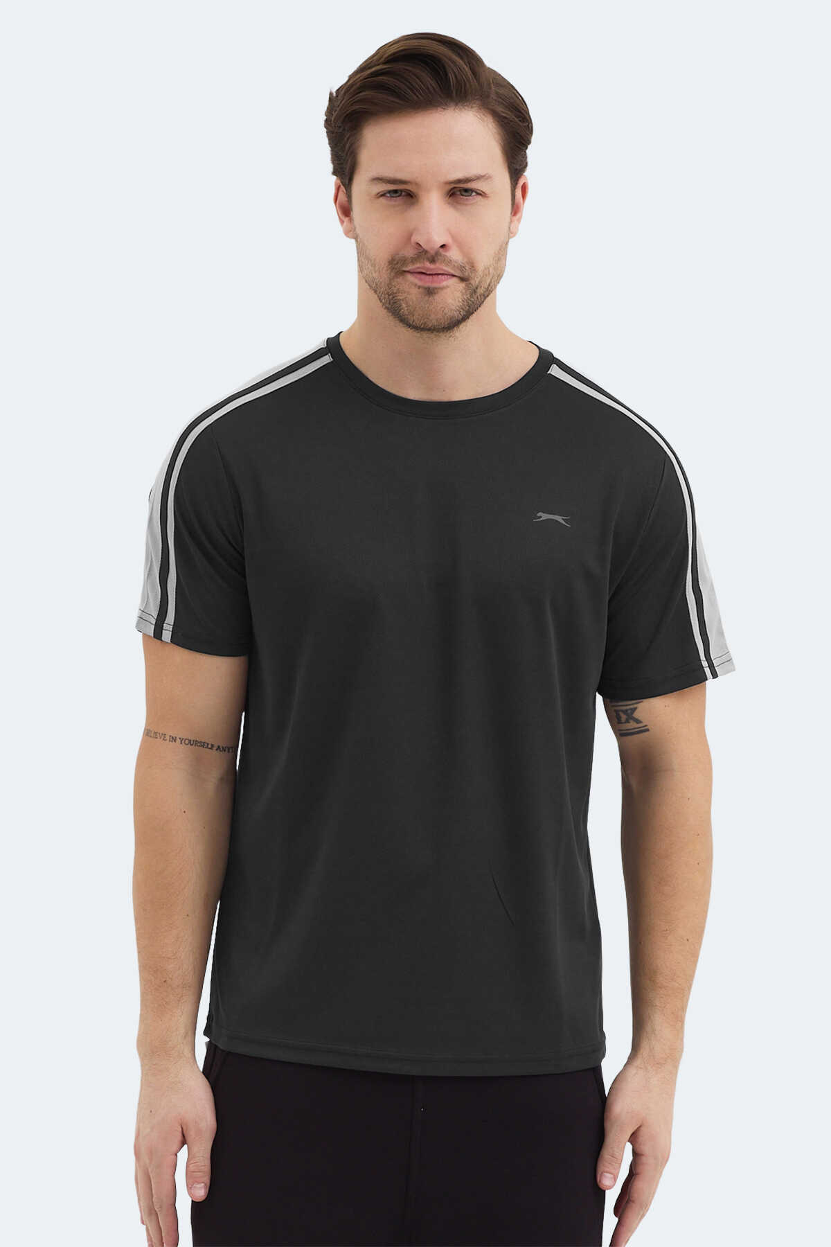 Slazenger - Slazenger REWIND Erkek Koyu Gri Tişört