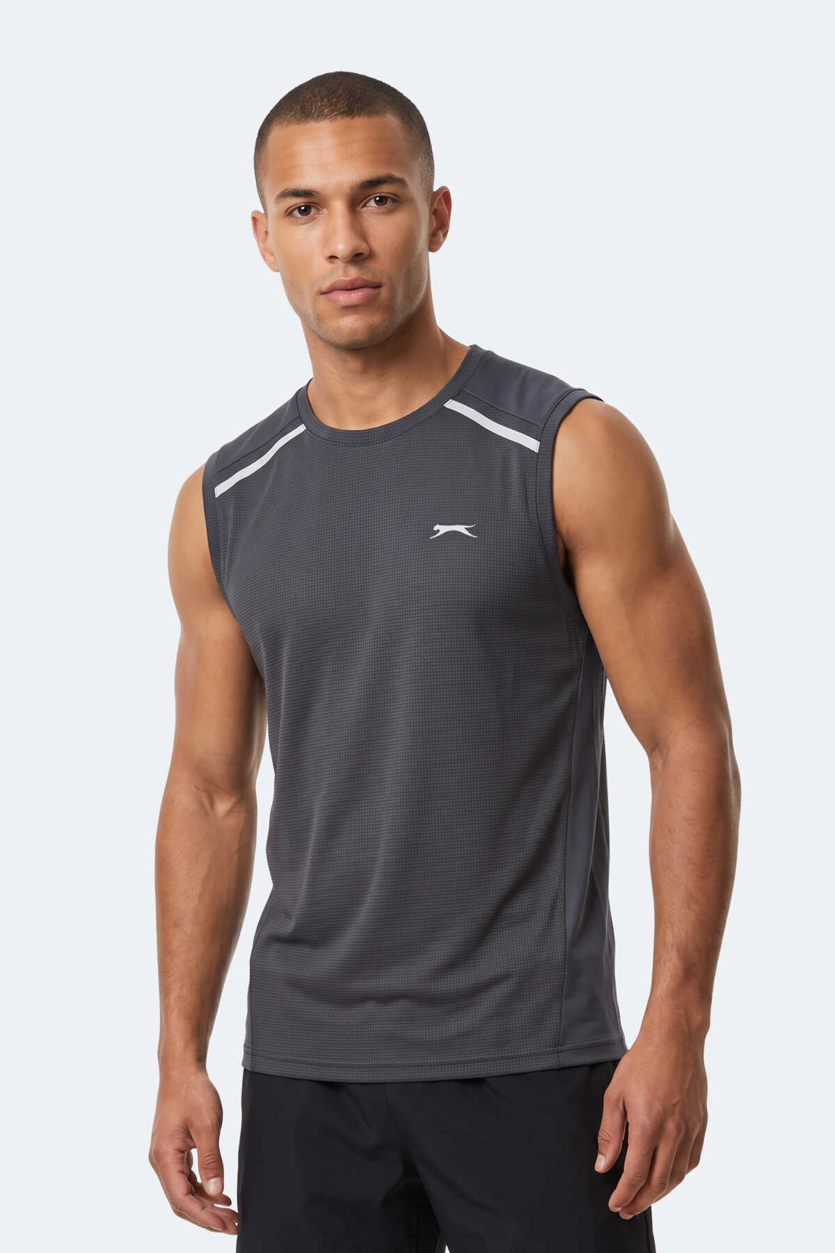 Slazenger - Slazenger REXIS Erkek Kolsuz Koyu Gri Tişört