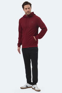 Slazenger - Slazenger RICH Erkek Fermuarlı Kapüşonlu Cepli Bordo Eşofman Takımı