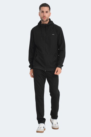 Slazenger RICH Erkek Fermuarlı Kapüşonlu Cepli Siyah Eşofman Takımı