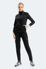 Slazenger - Slazenger RICHMAL Kadın Fermuarlı Dik Yaka Cepli Siyah Eşofman Takımı