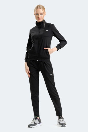Slazenger RICHMAL Kadın Fermuarlı Dik Yaka Cepli Siyah Eşofman Takımı