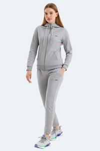 Slazenger - Slazenger RID IN Kadın Fermuarlı Kapüşonlu Cepli Gri Eşofman Takımı Slazenger - Slazenger RID IN Kadın Fermuarlı Kapüşonlu Cepli Gri Eşofman Takımı