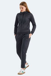 Slazenger - Slazenger RID IN Kadın Fermuarlı Kapüşonlu Cepli Koyu Gri Eşofman Takımı