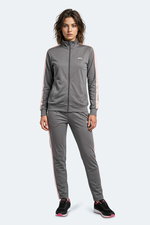 Slazenger - Slazenger RIFLE Kadın Fermuarlı Dik Yaka Cepli Koyu Gri Eşofman Takımı