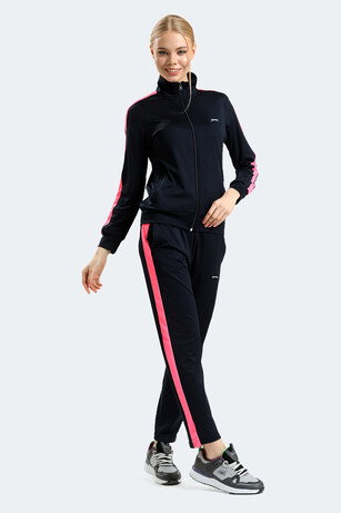 Slazenger RIFLE Kadın Fermuarlı Dik Yaka Cepli Lacivert Eşofman Takımı 