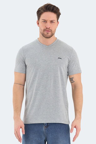 Slazenger RIVALDO IN Erkek V Yaka Gri Tişört