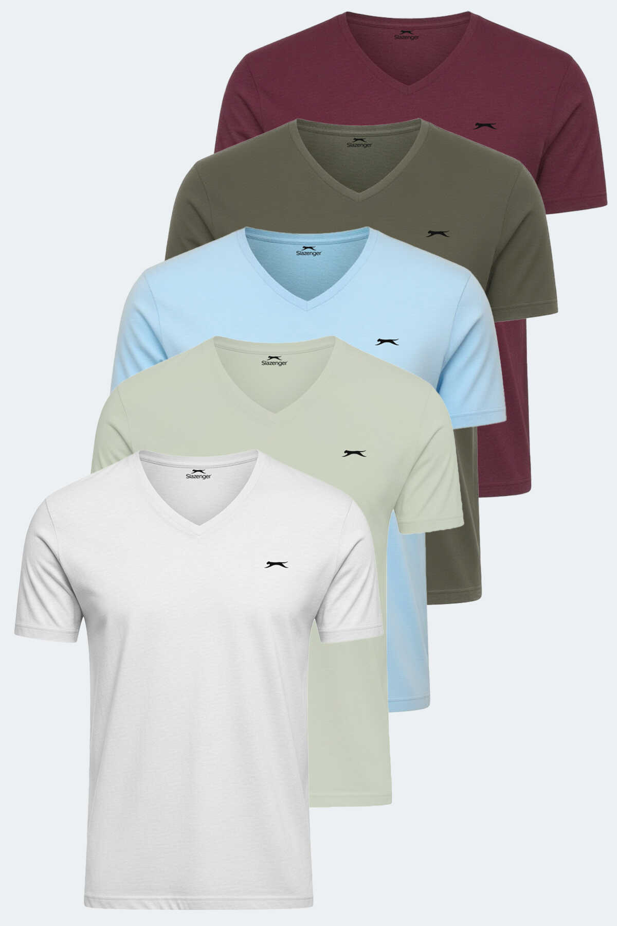 Slazenger - Slazenger RIVALDO Erkek Tişört Beyaz - Haki - Bordo - Mavi - Su Yeşili
