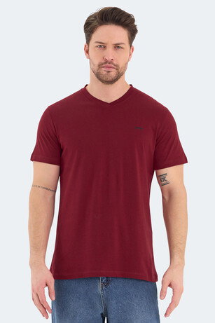 Slazenger RIVALDO IN Erkek V Yaka Bordo Tişört