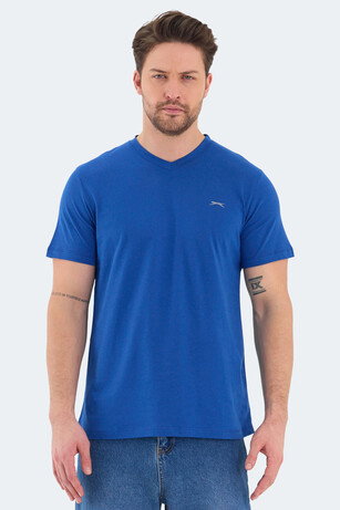 Slazenger RIVALDO IN Erkek V Yaka Saks Mavi Tişört