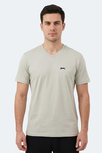 Slazenger - Slazenger RIVALDO IN Erkek V Yaka Açık Gri Tişört