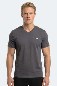 Slazenger - Slazenger RIVALDO T Erkek V Yaka Koyu Gri Tişört