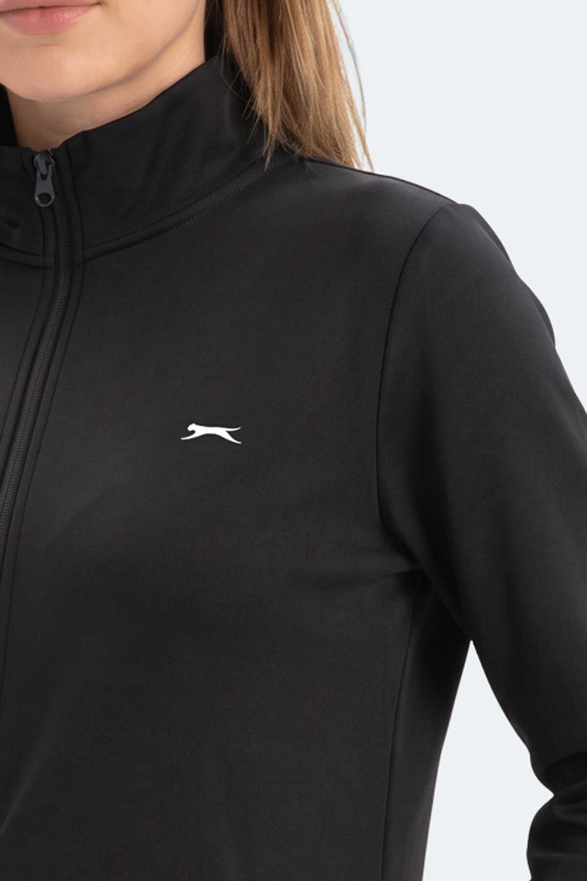 Slazenger RIVORA Kadın Dik Yaka Fermuarlı Siyah Sweatshırt - 2