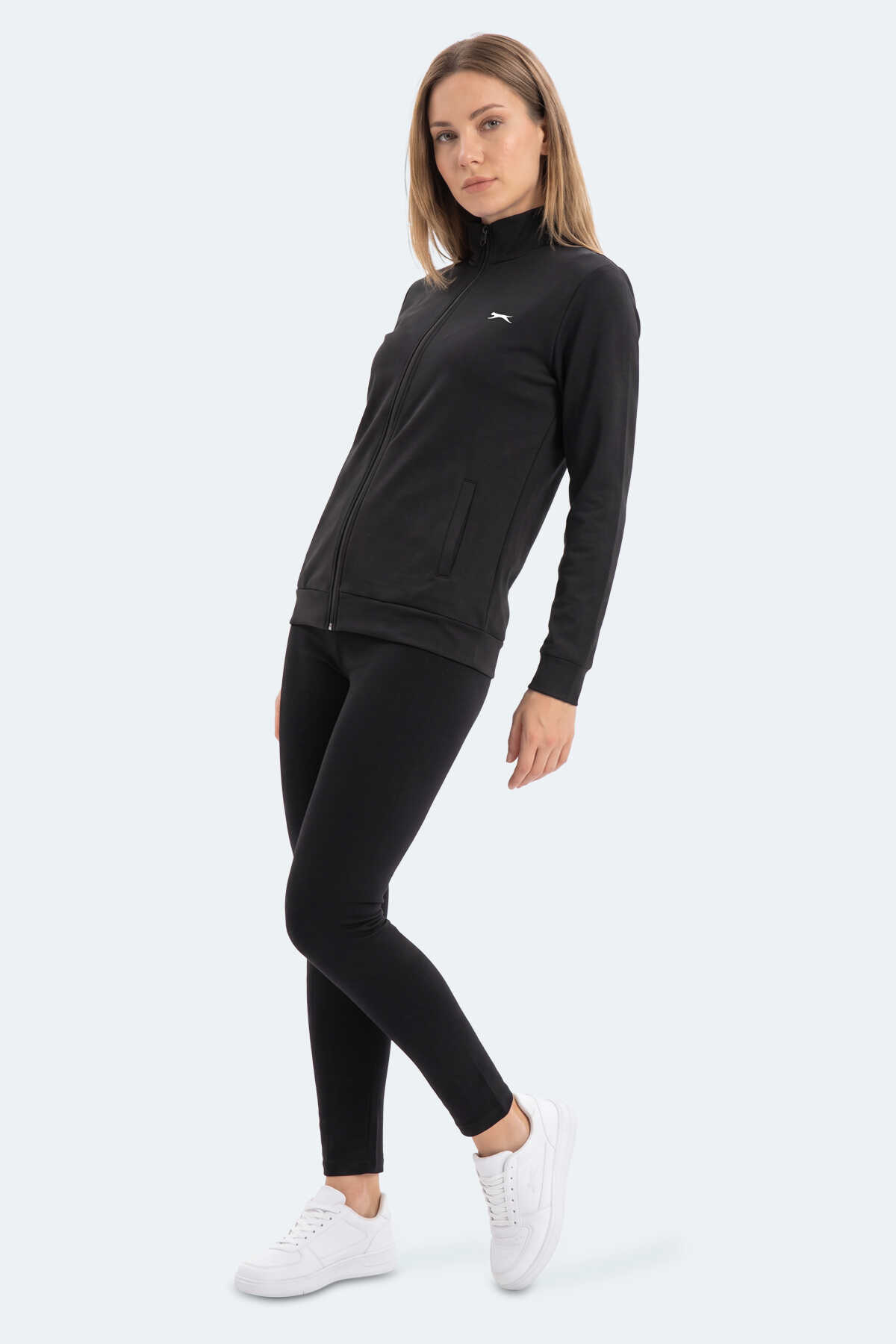 Slazenger RIVORA Kadın Dik Yaka Fermuarlı Siyah Sweatshırt - 3