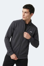 Slazenger - Slazenger RONAN Erkek Dik Yaka Fermuarlı Koyu Gri Sweatshırt