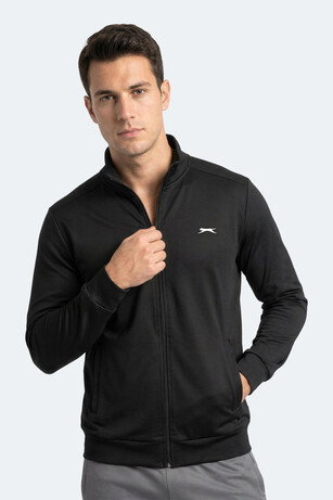 Slazenger RONAN Erkek Dik Yaka Fermuarlı Siyah Sweatshırt