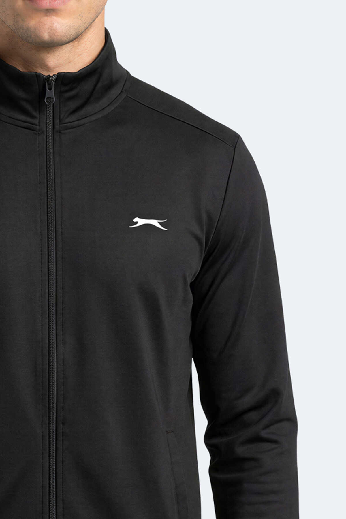 Slazenger RONAN Erkek Dik Yaka Fermuarlı Siyah Sweatshırt - 2