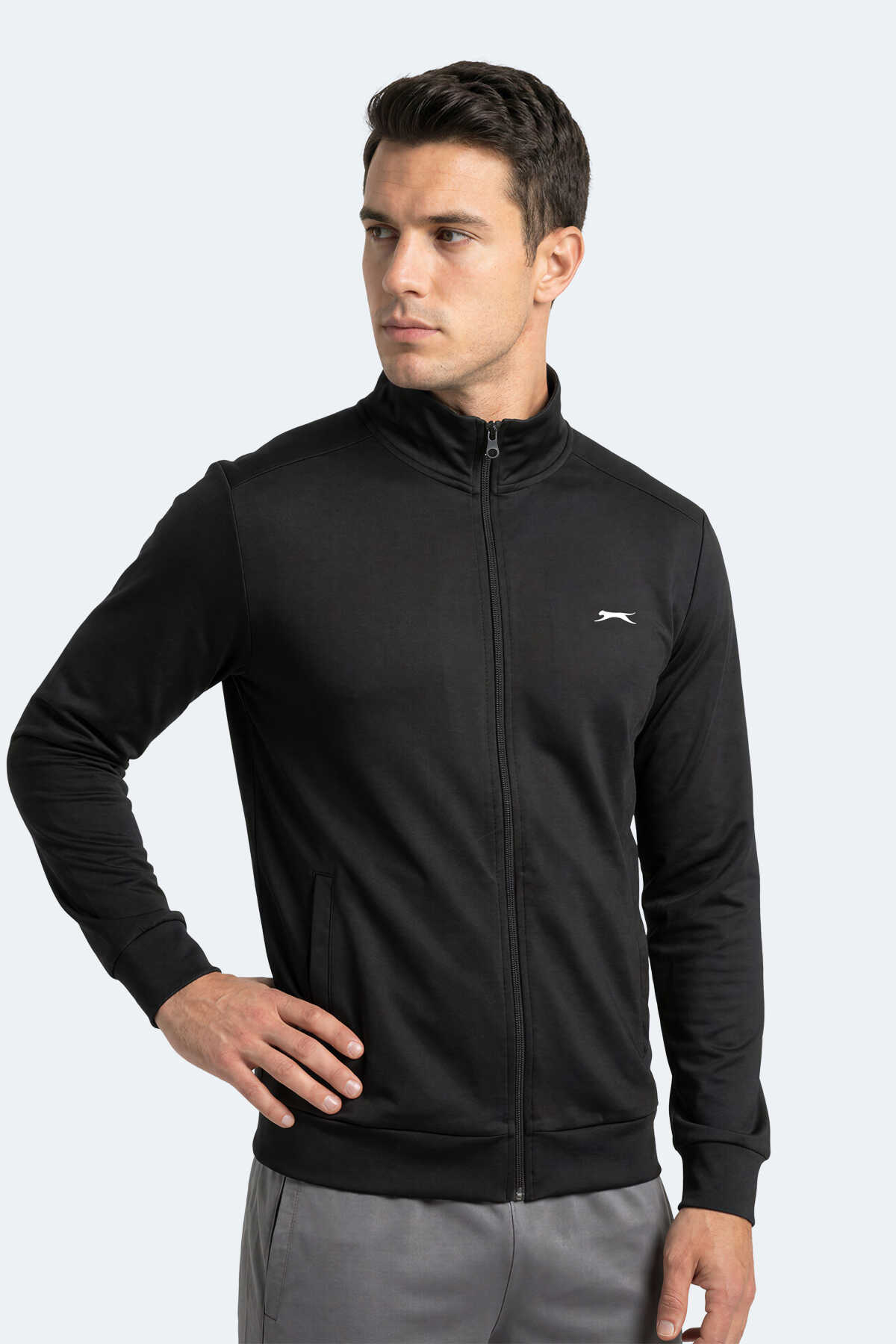 Slazenger RONAN Erkek Dik Yaka Fermuarlı Siyah Sweatshırt - 5