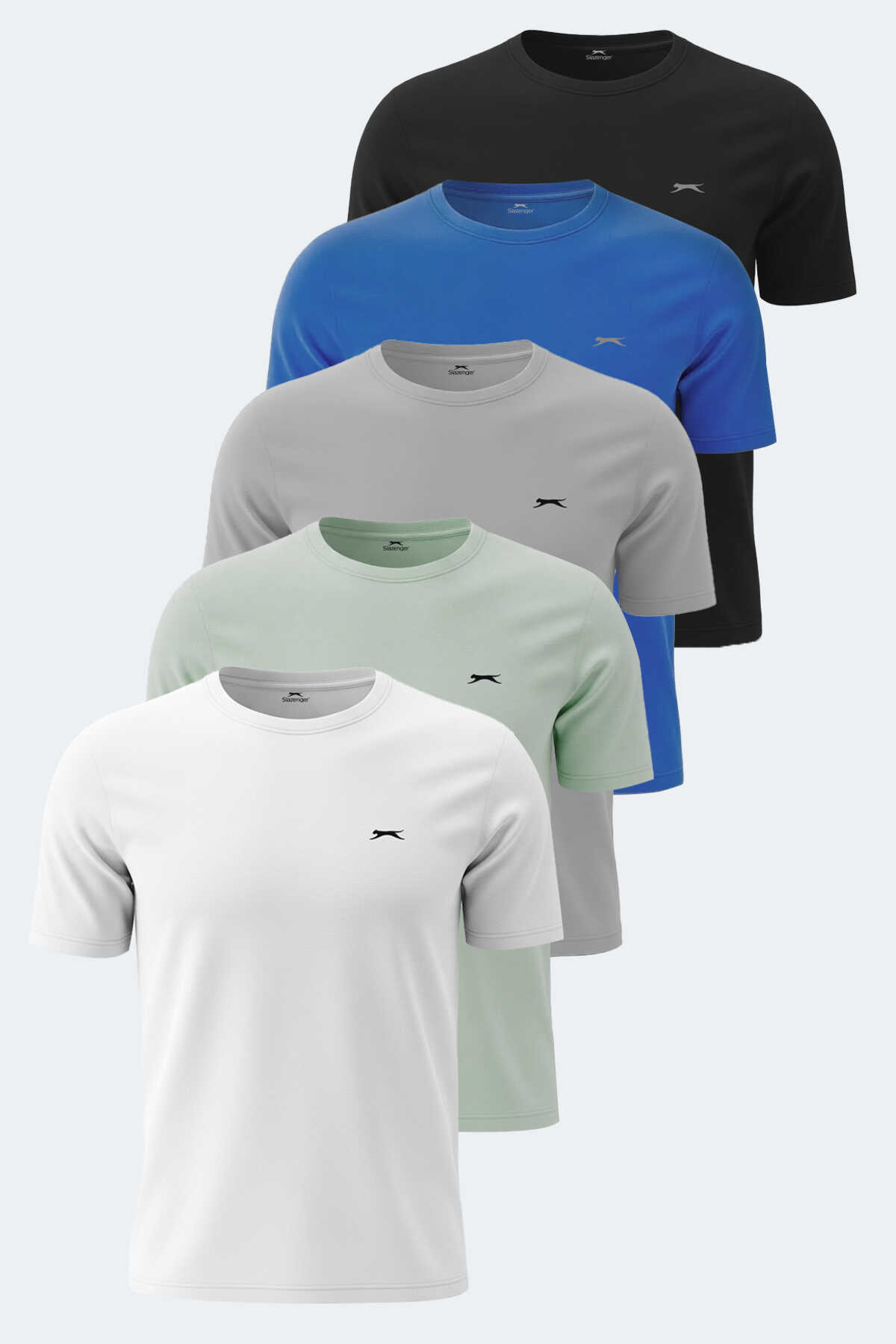 Slazenger - Slazenger ROSALVA Erkek Tişört Beyaz - Siyah - Gri - Saks Mavi - Su Yeşili